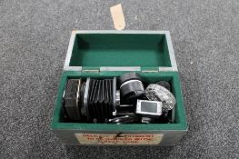 A German Leitz camera with lenses in associated box