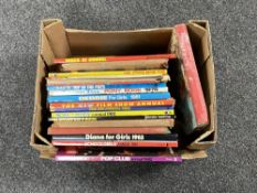 A box containing late 20th century children's annuals to include Top of the Pops,