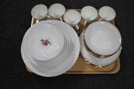 A tray of Duchess Ascot part tea and dinner ware together with Spode Bridal Rose tea and dinner