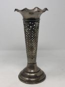 A large antique pierced silver vase, height 28cm.