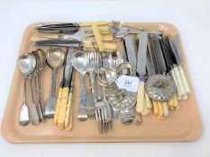 A tray of a large quantity of EPNS cutlery,