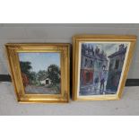 Two gilt framed continental school oils on canvas - Rural scene signed Kemmer dated 1927 together