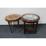 An octagonal musical occasional table together with a further nautical theme occasional table