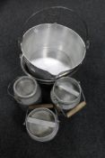 Three aluminium pans,