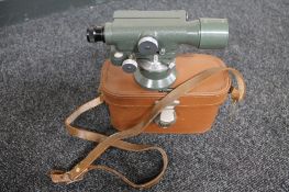 A vintage Hilger and Watts theodolite in leather case
