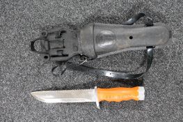 A Sea Hawk diver's knife in sheath