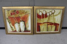 Two gilt framed limited edition prints of flowers in vases