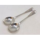 A pair of Victorian silver soup spoons, Charles Boyton, London 1892, 133g gross.