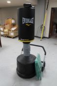 An Everlast punch bag on stand with gloves together with an ab roller and a professional