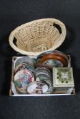 A box of assorted collector's plates depicting terriers,