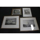 Four hand coloured topographical prints including scenes of Tynemouth, Cullercoats,