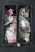 A large selection from a retired watch repairer in two large boxes including movements,