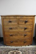 A Victorian mahogany bow fronted five drawer chest