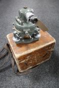 A Watts surveyor's theodolite in fitted box