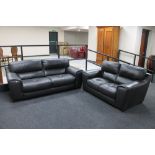 A Sisi Italia leather three seater and two seater settee