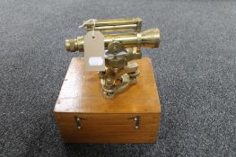 A brass sextant by Stanley of London in fitted wooden box