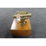 A brass sextant by Stanley of London in fitted wooden box