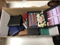 A box of Panasonic walkman, cufflink, lighter,