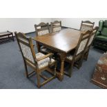 An Old Charm oak refectory dining table (a/f) with six chairs