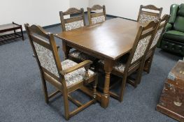 An Old Charm oak refectory dining table (a/f) with six chairs