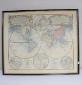 A 20th century printed antiquarian map of the world