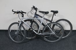 A gent's Raleigh lightening mountain bike and a gent's X rated front suspension mountain bike