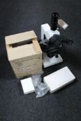 A Zenit Microlab series electric microscope with accessories