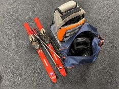 A set of vintage Child's Cober skis, poles and boots,
