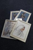 Three twentieth century eastern watercolours depicting figures