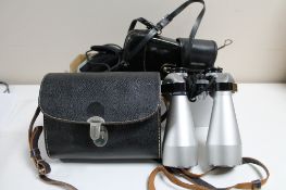 A box of cased Kalimar 12 x 50 binoculars together with one other pair of binoculars,