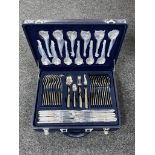 A 22ct gold plated cutlery set in case