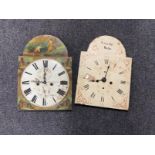 Two 19th century hand painted longcase clock faces