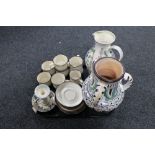 A tray of sixteen piece Denby stoneware coffee service together with a Tranquilline pottery vase