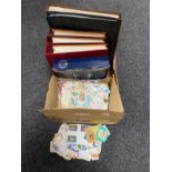 A box of quantity of loose stamps together with an album of Queen Elizabeth II silver jubilee