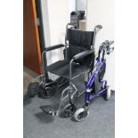 A folding wheel chair together with a mobility walking aid