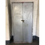 A galvanised metal storage cupboard, width 106 cm,