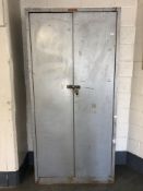 A galvanised metal storage cupboard, width 106 cm,