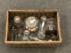 A box of silver items; lidded pots,