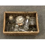 A box of silver items; lidded pots,