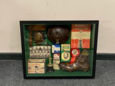 A framed football montage,