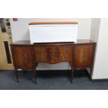 A Regency style serpentine fronted sideboard and a painted blanket box