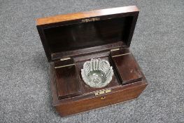 A Victorian rosewood tea caddy