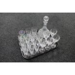 A tray of crystal decanter,