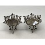 A pair of Edwardian pierced silver sweetmeat stands, Goldsmiths & Silversmiths, Birmingham 1905,