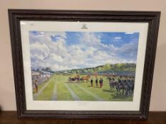 A framed Joan Wanklyn print - The Royal Hussars Guidon Parade 30th June 1990