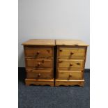 A pair of pine three drawer chests