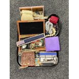 A tray of costume jewellery, jewellery boxes,