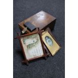 A twentieth century Advance index drawer together with an Edwardian oak framed religious print,