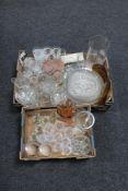 Two boxes of assorted glass ware