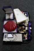 A tray of assorted costume jewellery, lady's wrist watches,